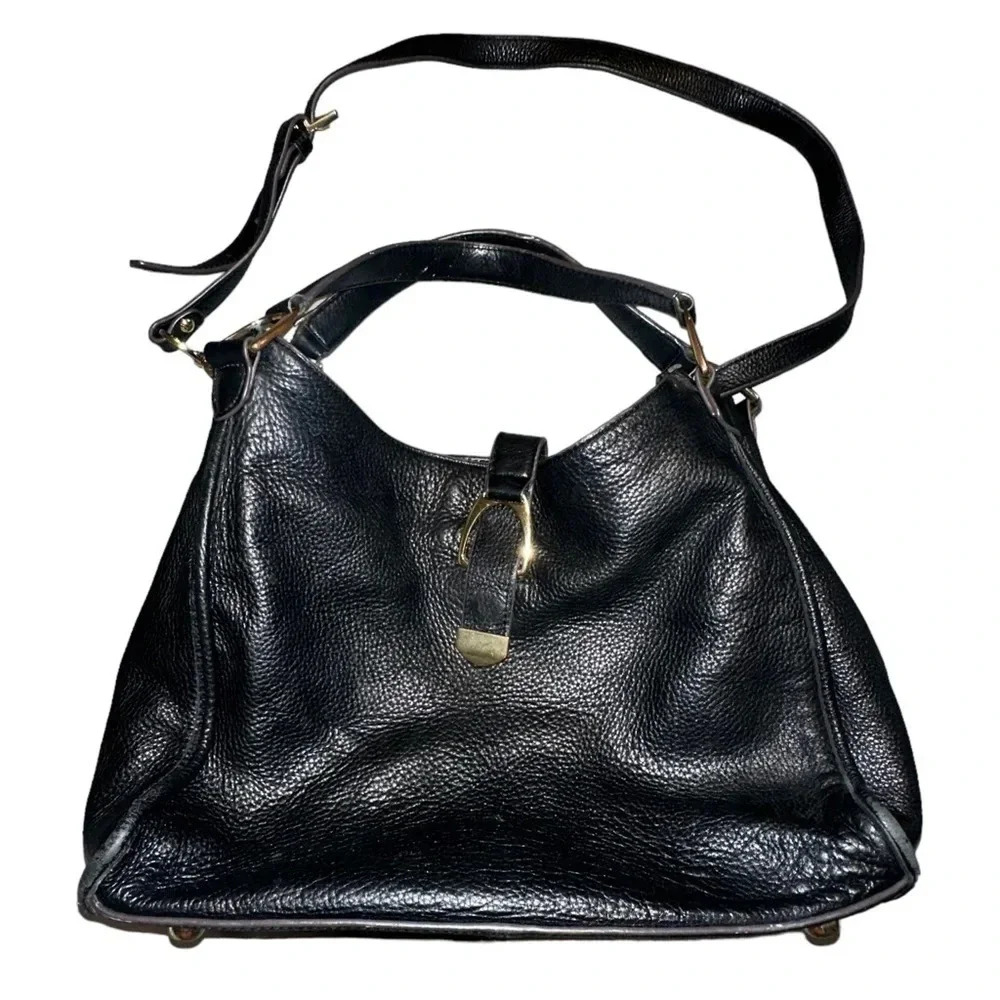 G.I.L.I. large black pebble leather hobo shoulder‎ bag